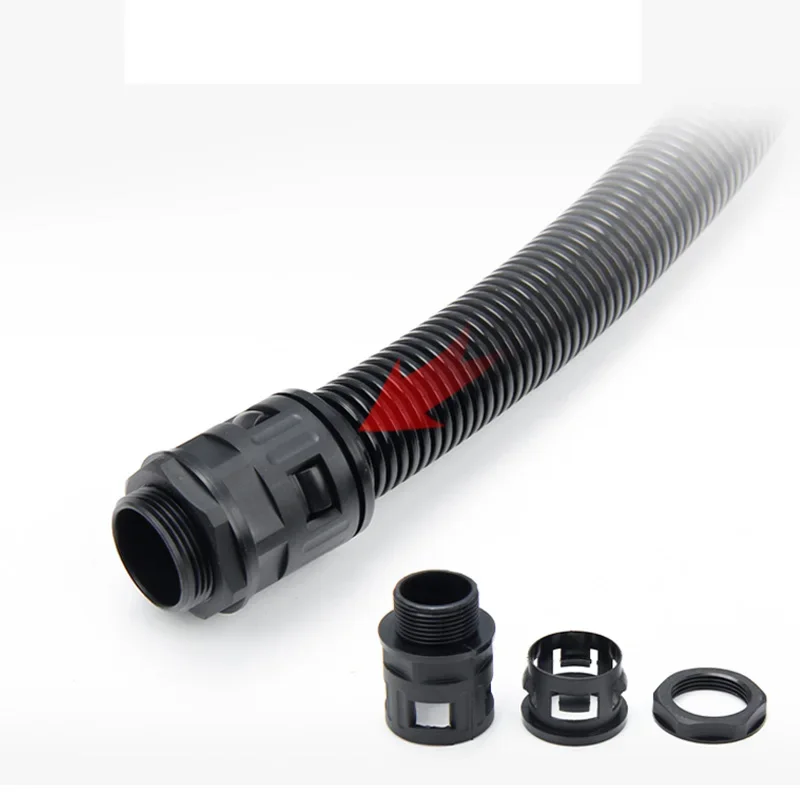 Tubo PE AD10 AD13AD15.8 AD18.5 AD21.2 AD25 a 54.5mm giunto a soffietto in plastica giunto per tubo corrugato in plastica pressacavo giunto in nylon