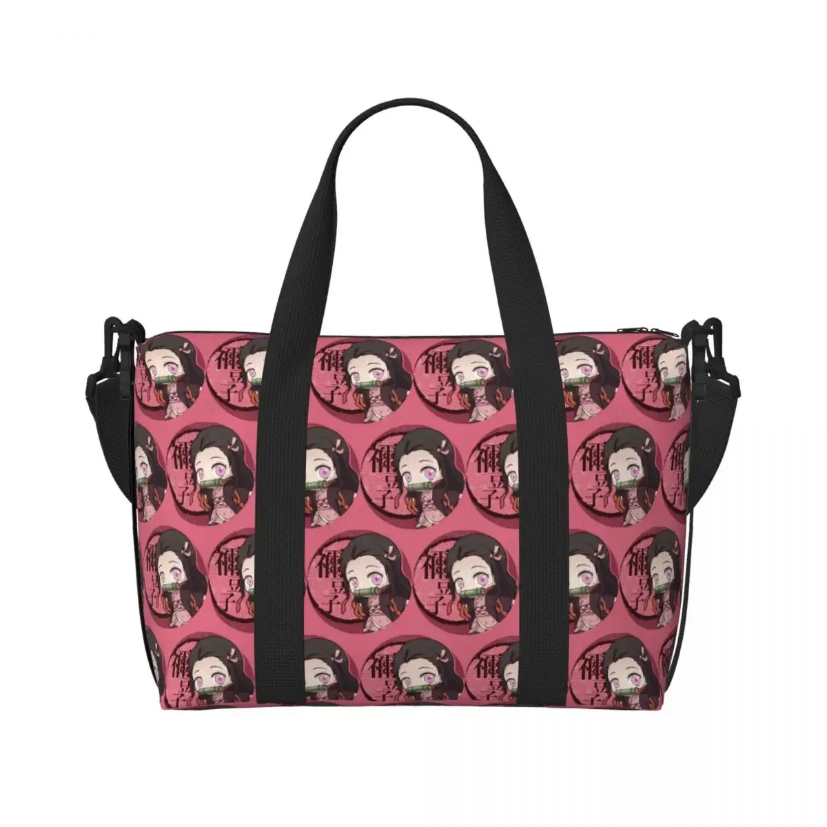 

Custom Kimetsu No Yaiba Nezuko Tote Bag Women Large Capacity Demons Slayers Anime Manga Beach Gym Shoulder Travel Bag