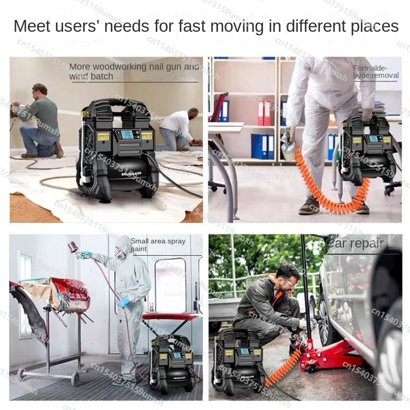 ضاغط هواء متغير التردد بدون فرش، مضخة هواء صامتة خالية من الزيت، ضاغط هواء لطلاء رذاذ عالي الضغط لأعمال النجارة