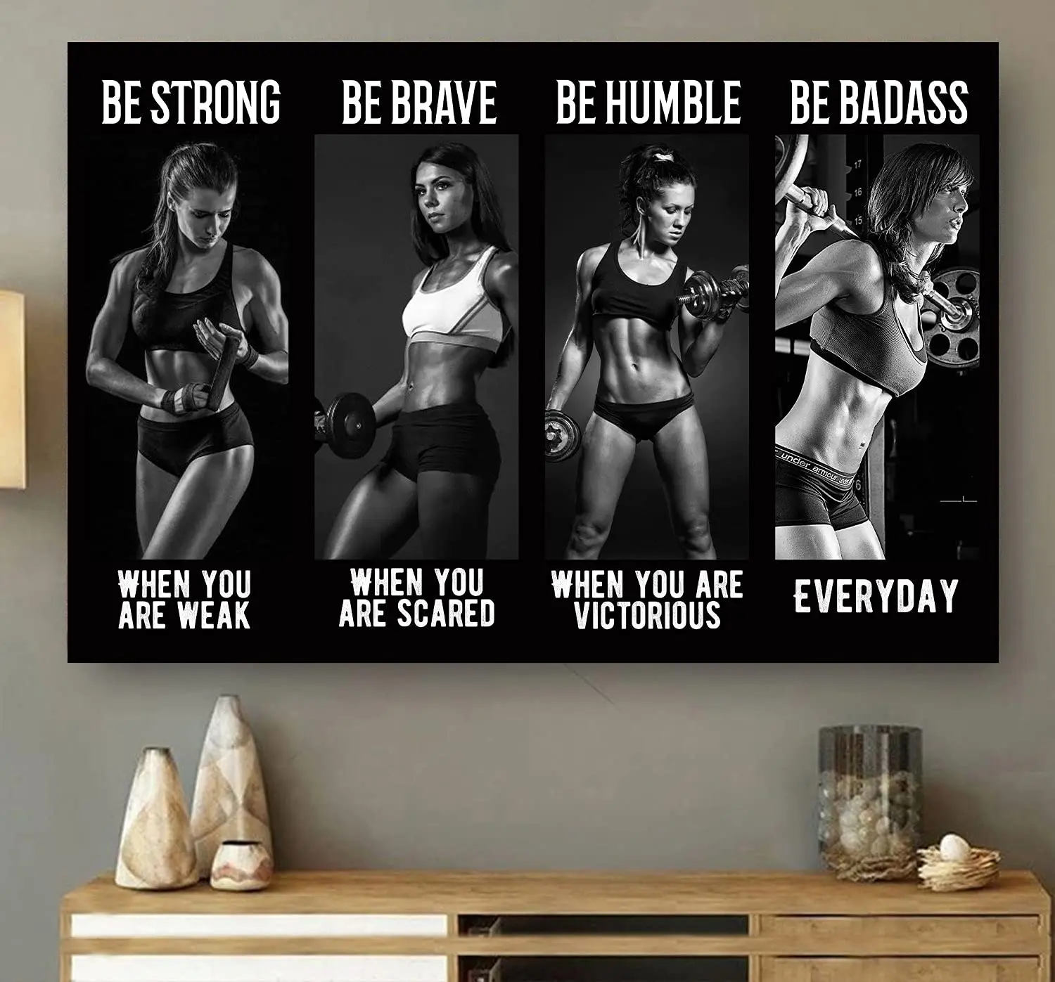 Retro Tin Sign Bodybuilding Girl Be Badass Vintage Poster Barbell Bodybuilding Gym Gymnastics Weightlift Women Metal Sign F sign