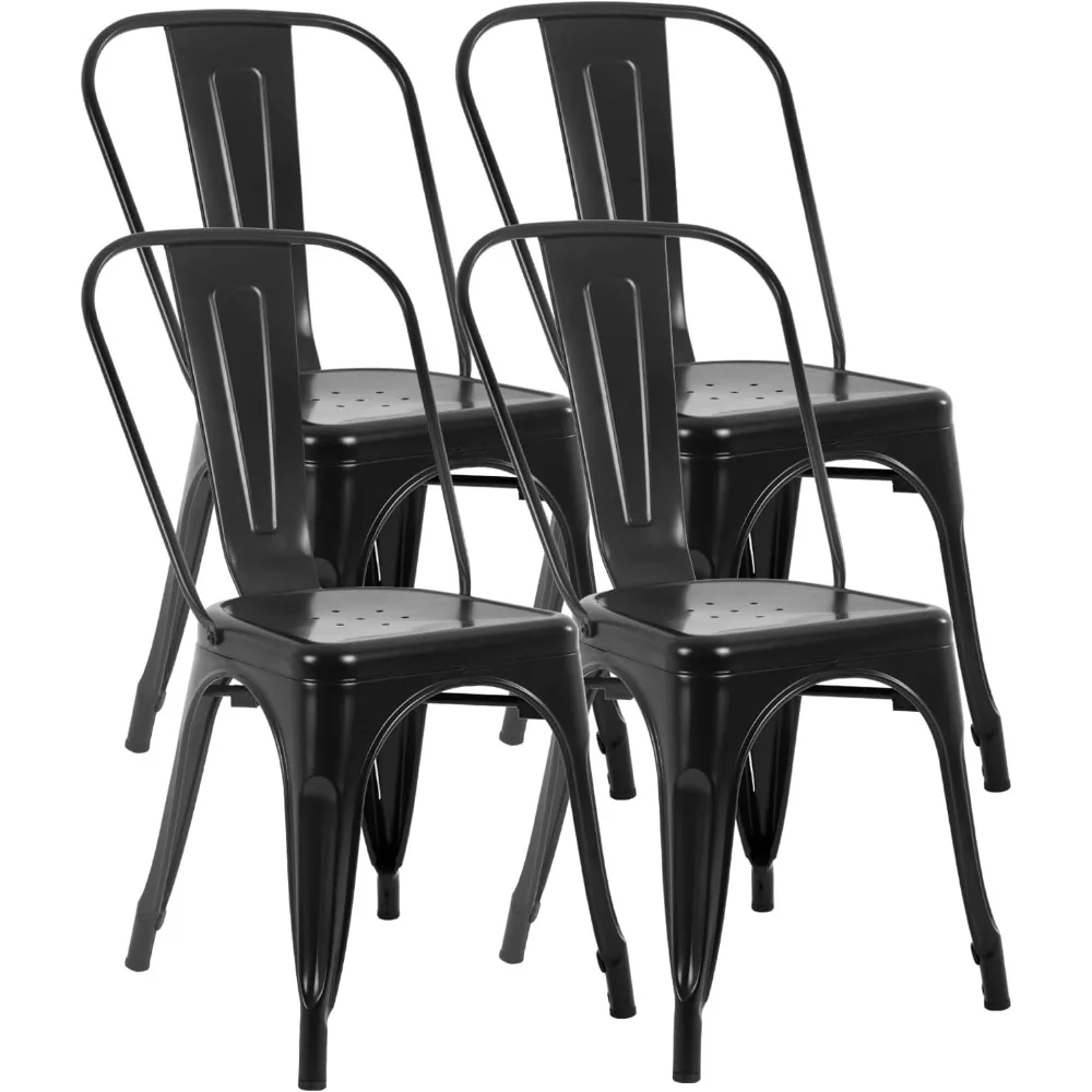 Metal Dining Chairs Set of 4 Indoor Outdoor Patio Chairs Kitchen Metal Chairs 18 Inch Seat Height Restaurant