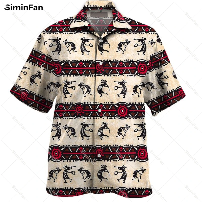 Tribal Ethnic Style 3D All Over Printed Hawaiian Aloha Shirts Men Summer Tee Cuban Beach Tshirt Camisa Female Unisex Daily Top-1