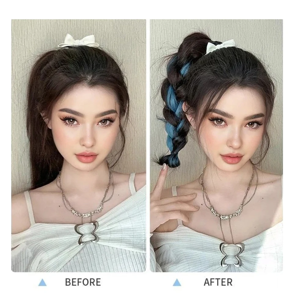 2PCS Synthetic Wig For White Women Ponytail Extension Versatile Fashionable Curly Wavy Hair Accessories Christmas Halloween Gift