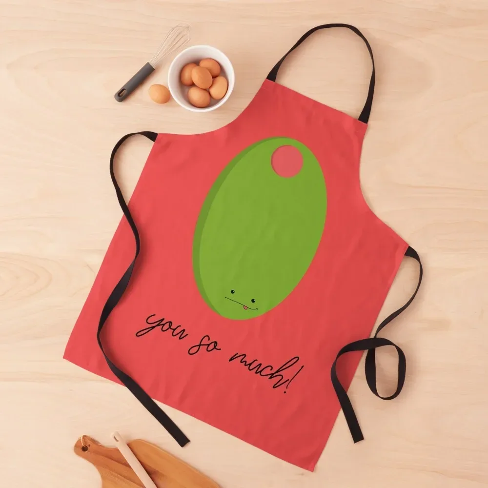 

Cute Kawaii Olive Pun | Quirky design Apron Cooking Kitchen For Women Apron