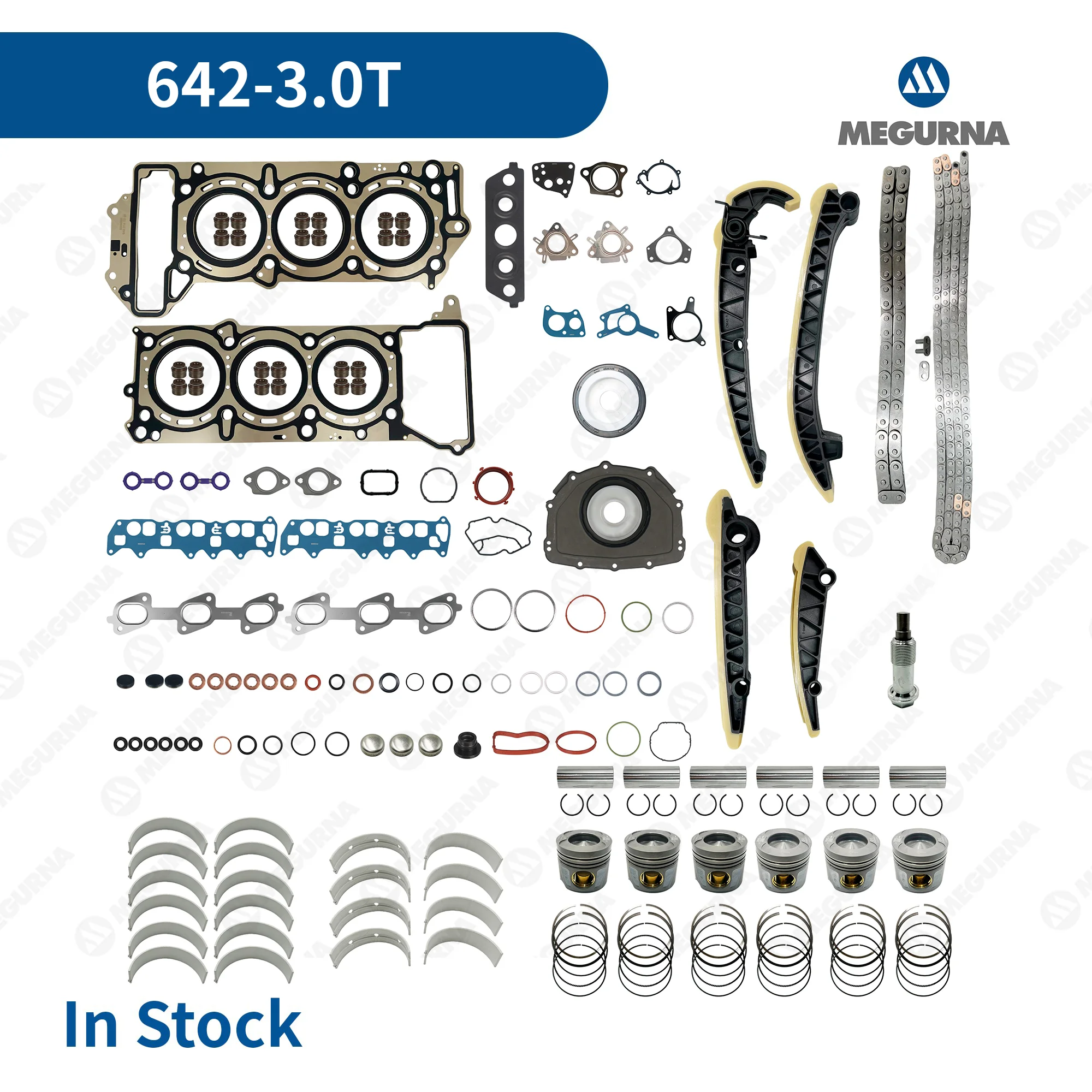 Engine Overhaul Rebuild Timing Chain Pistons Seal Gasket Kit Fit 3.0T Diesel for Mercedes Benz OM642 GLE GL,M Class X166 W166