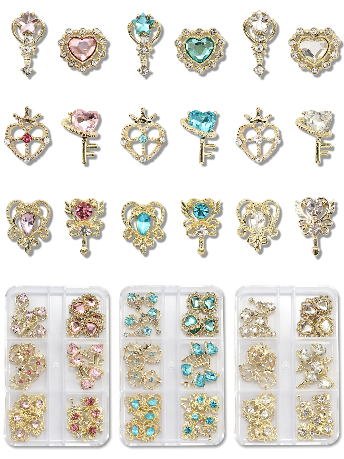 30pcs (1 box) nail accessories for beautiful girls with sweet and stylish hearts,magic sticks,nail gems DIY nail salon exclusive