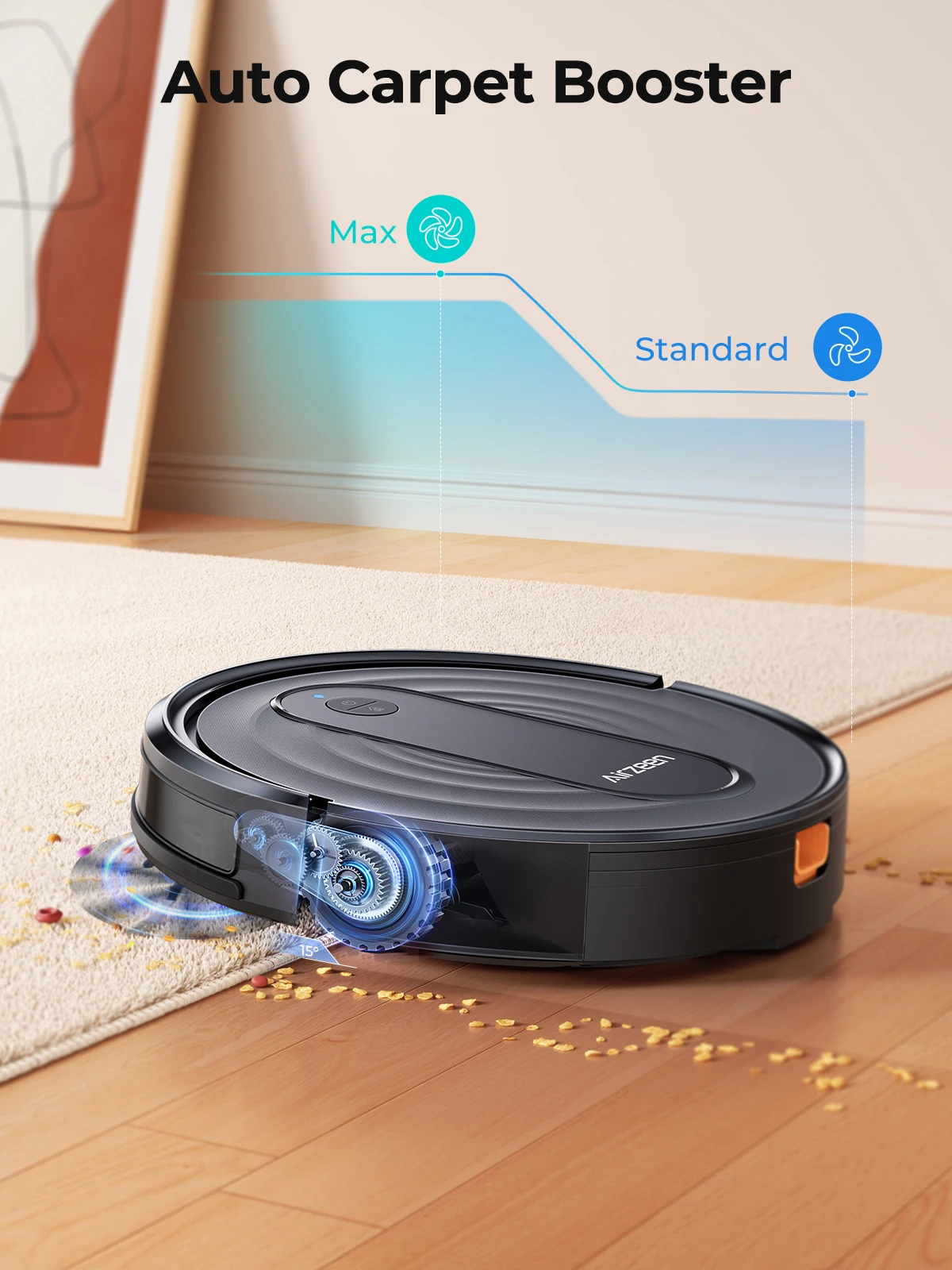 Airzeen Robot Vacuum and Mop Combo 3000Pa Strong Suction 120 Mins App Control Scheduled Cleaning Self-Charging Robotic Vacuum