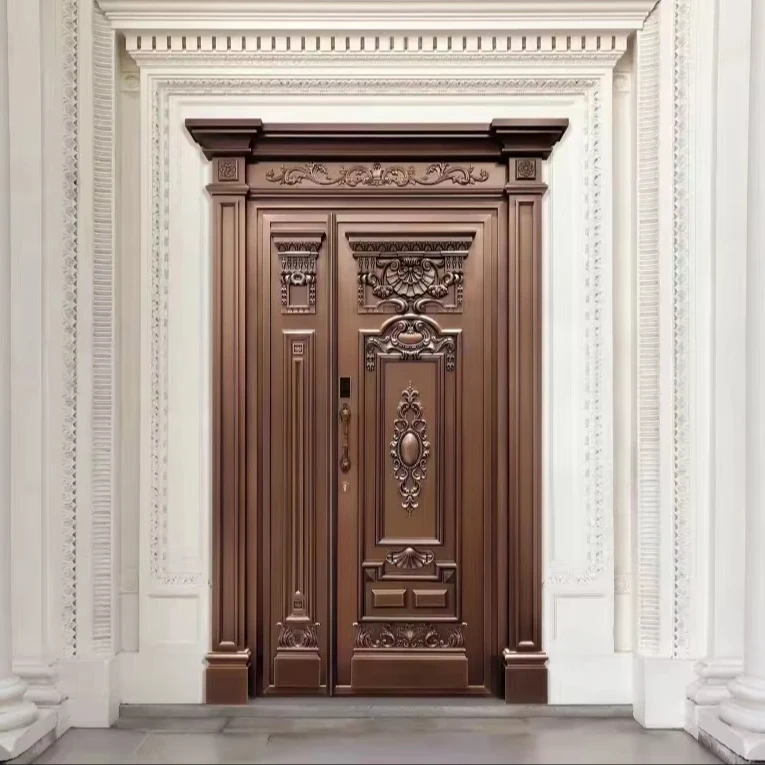 

Top Selling Modern Luxury Bronze Door Outdoor Main Entry for House and Villa Bulletproof Copper Aluminum Door