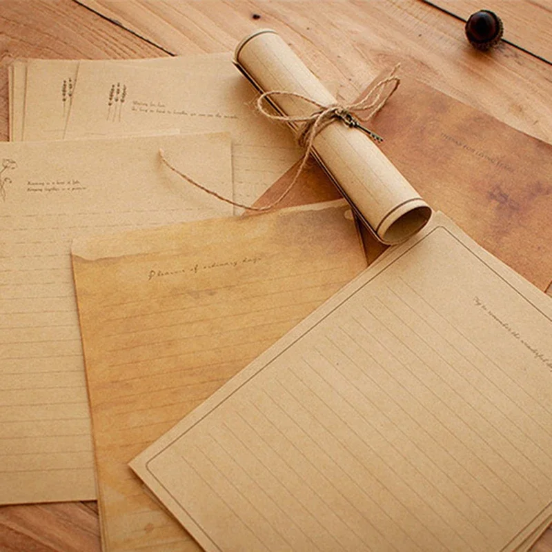 Vintage Kraft Paper Envelopes Letter Paper Set With Stickers Retro Writing Pad Christmas Invitations Office Supply Stationery