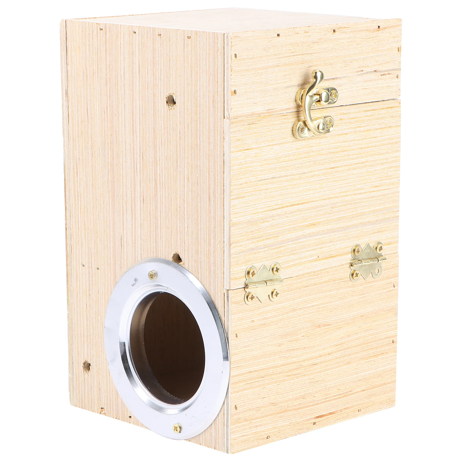 

1pc Wooden Parrot Breeding Box For Budgies Nesting House Natural Bird Nest Case Hinged Cover Easy Clean Wood Breeding Case For