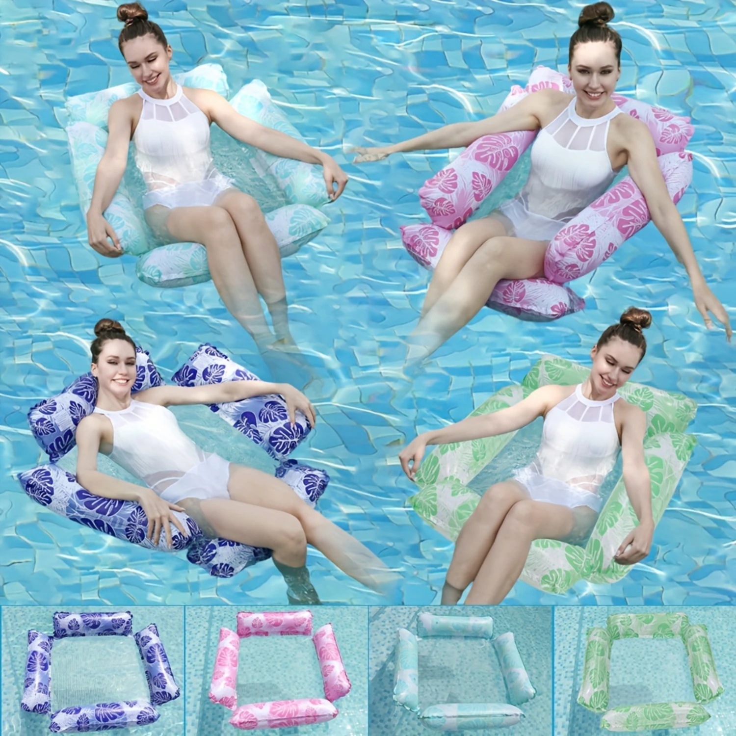 1pc, Adult Pool Float - 4 In 1 Pool Float Hammock, Drifter, Lounge Chair,  Seat, Inflatable PVC  Pool Float For Water Party Acti