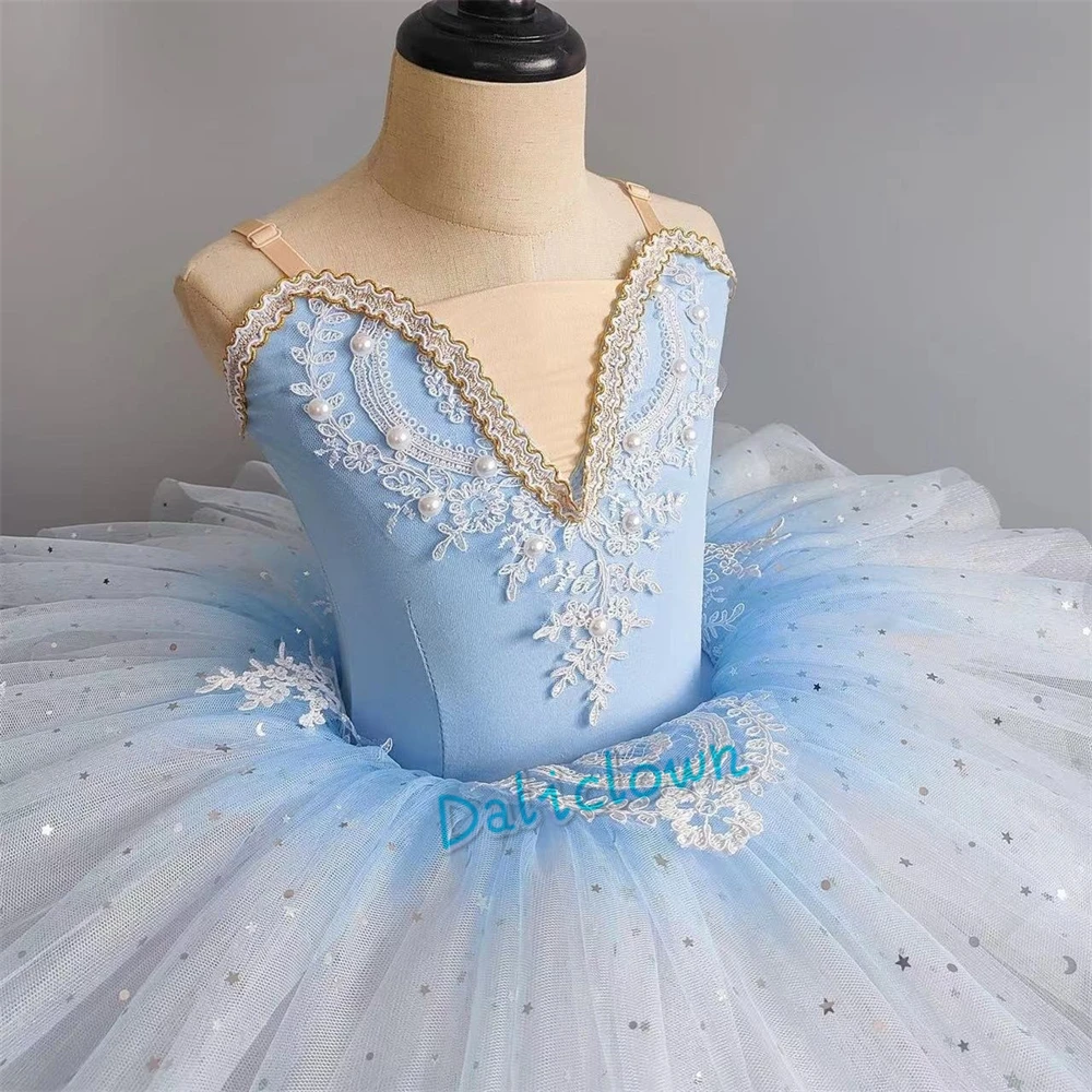 Pink Blue Professional Ballet Tutu Girls Swan Lake Ballerina Pancake Tutu Princess Party Ballet Dress Kids Dance Costume Tutu