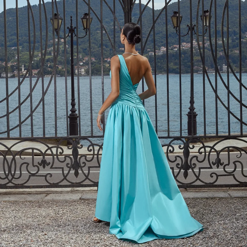 Fashion One-Shoulder Beads Evening Dresses Elegant Pleat Draped Sequined Mermaid Prom Gowns Formal Wedding Party Dresses