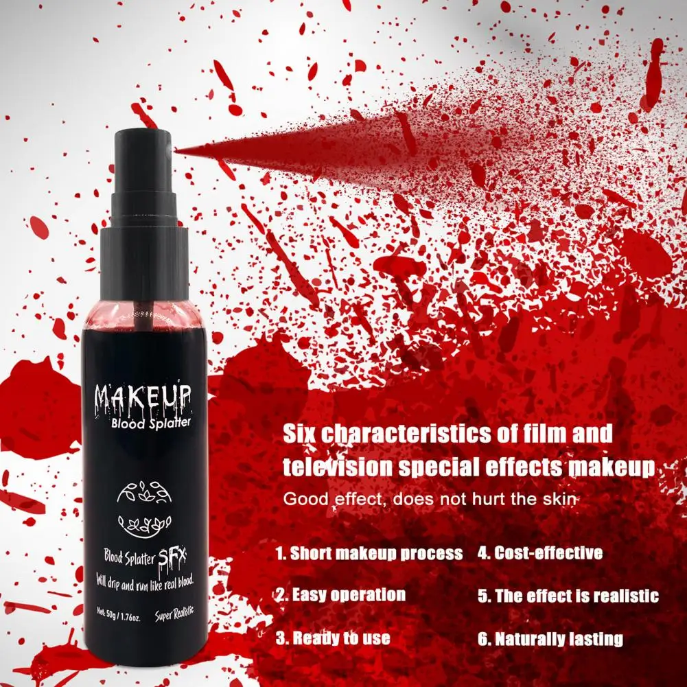 Special Effects Makeup Halloween Plasma Spray for Realistic Blood Effects Cosplay Makeup Fake Blood Washable for Clothes Zombie