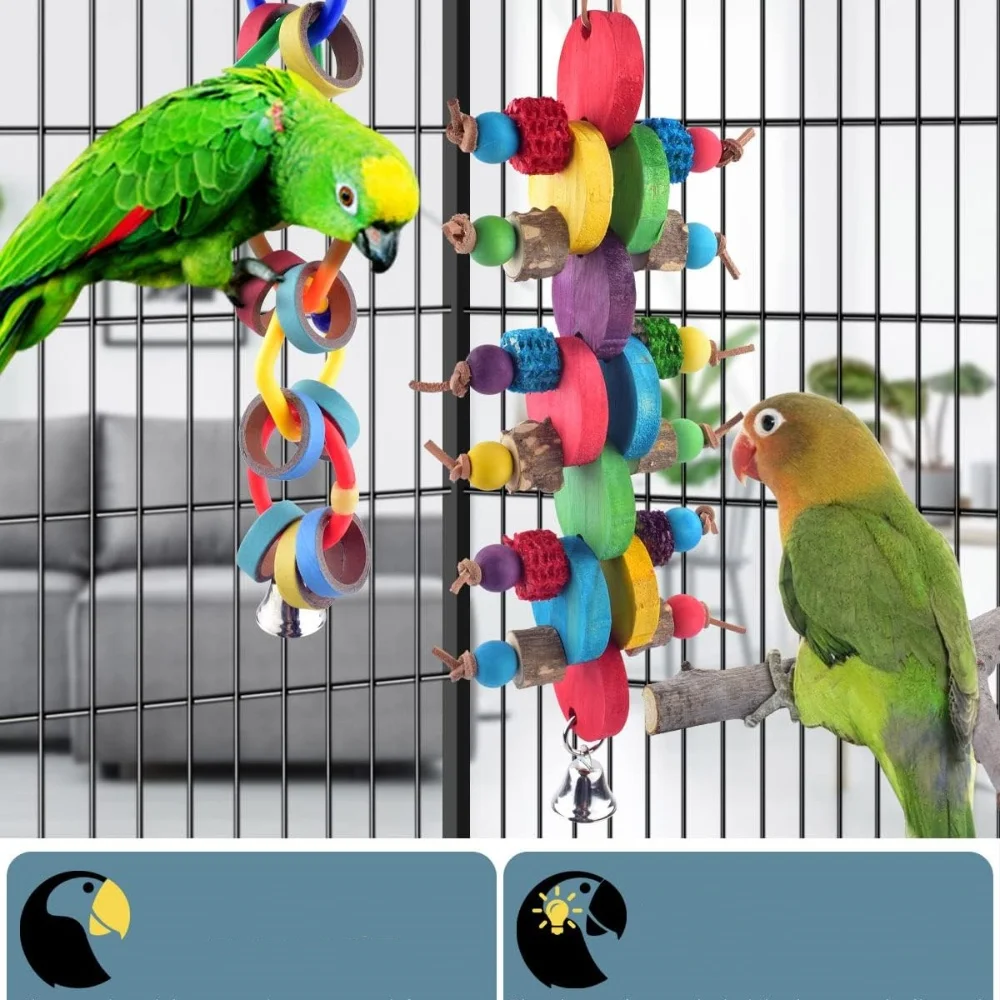 Bird Chew Toys Multicolored Bagel Cascade Bird Parrot Biting Paper Cardboard Olympic Rings Conures Cockatiels Cockatoos Macaws