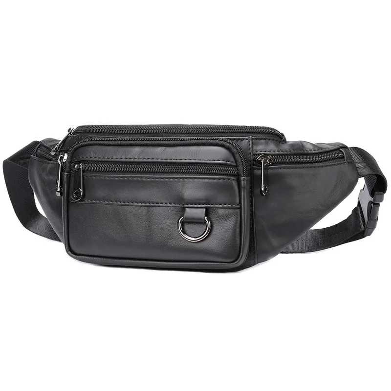 Cross-border sheepskin men's bag men's sheepskin phone waist bag genuine leather crossbody bag, multifunctional sports and lei