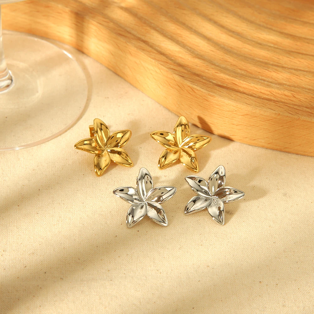 

PVD 16k Gold Plated Stainless Steel Daffodil Stud Earrings Waterproof Flower Earrings Women Fashion Jewelry Gift