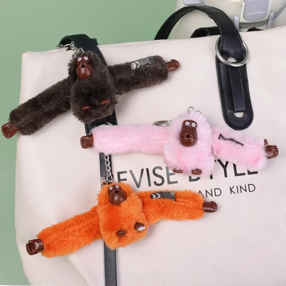 Lindo llavero de mono de peluche, colgante de mochila de gorila, colgantes de bolsa de animales de brazo largo, llavero decorativo, regalos de cumpleaños para niños y adultos