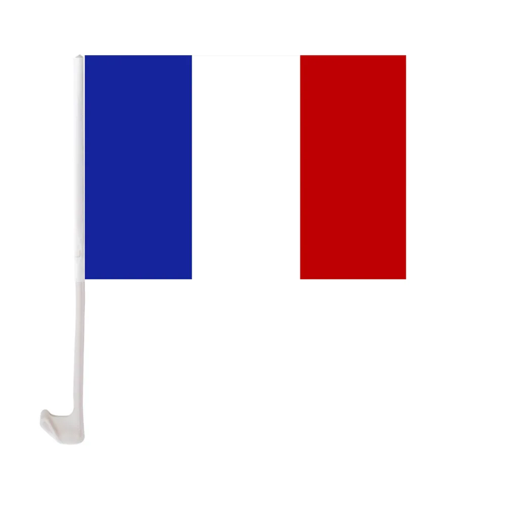 Bandera francesa para automóvil EOODLOVE, 30x45cm, bandera francesa para automóvil, 12x18 pulgadas con mástil de plástico