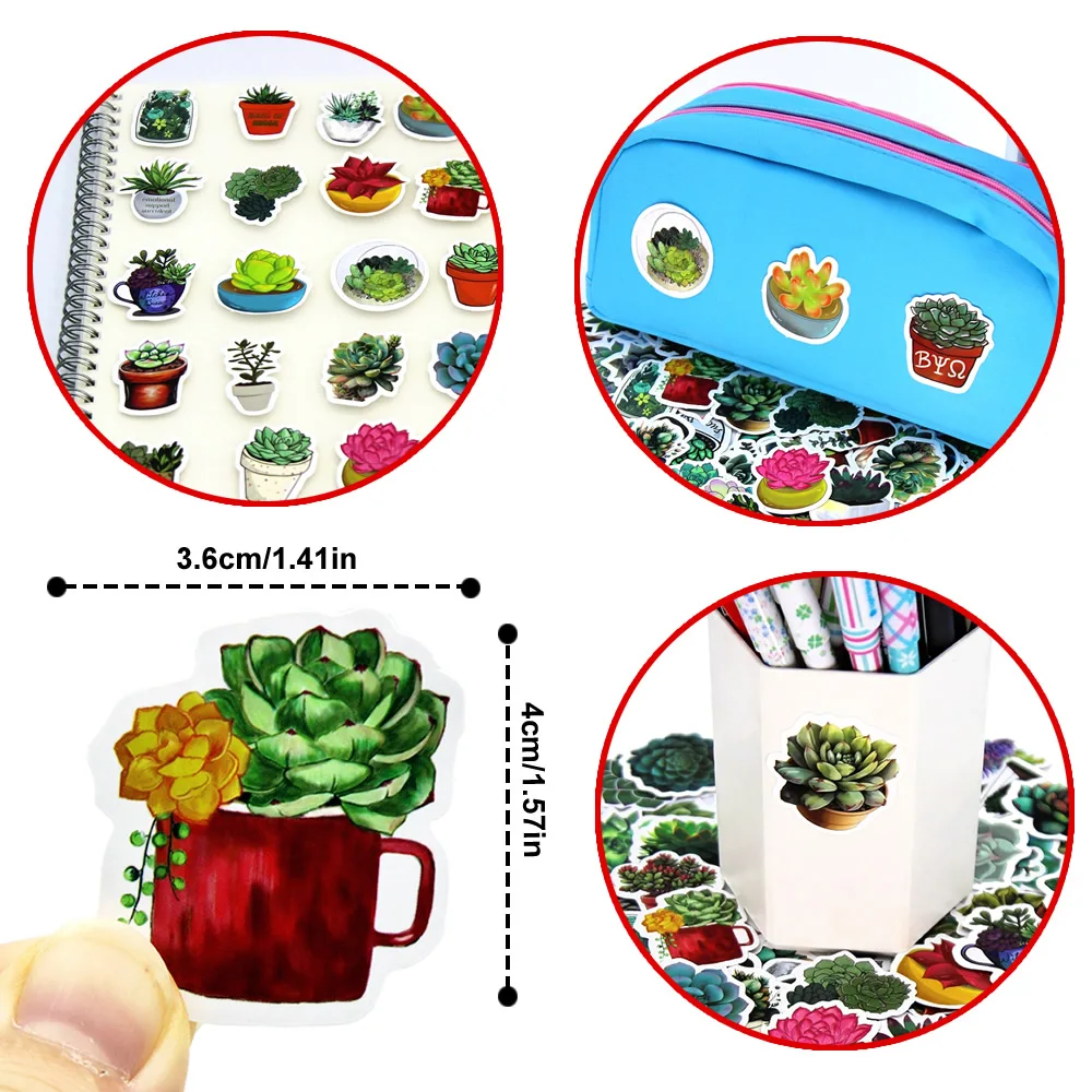 100Pcs Succulent Cute Stickers Pack Aesthetic Stationery Supplies Lot Kawaii Office Teacher School Diary Decoration Korean Paper