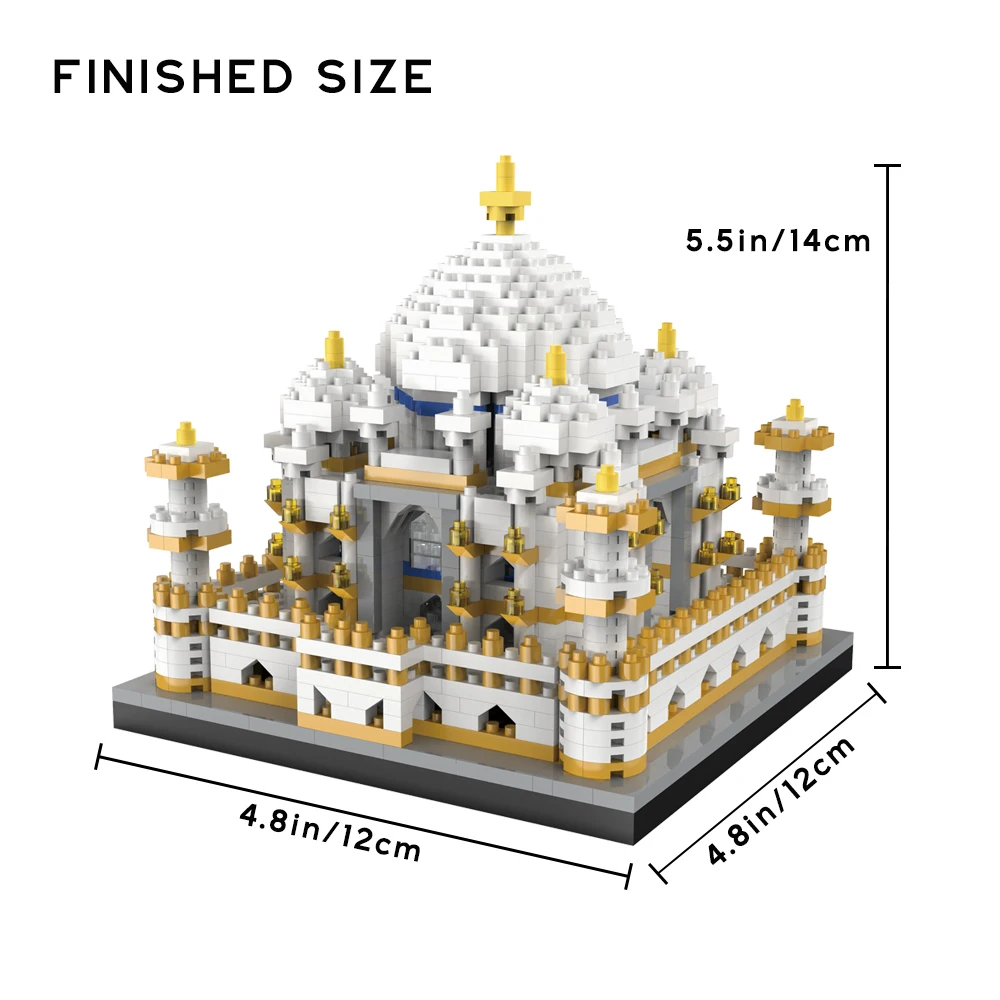 Micro Mini blocchi Taj Mahal Building and Architecture Model Set giocattoli regali per bambini e adulti famosi blocchi di riferimento Set