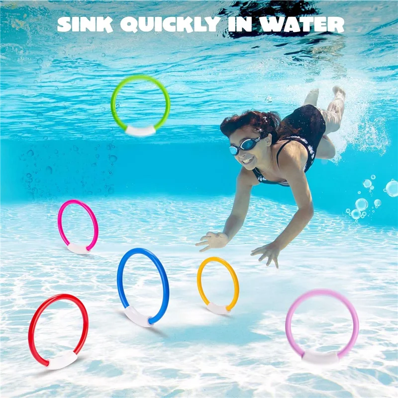 DELAM-8PCS anneaux de plongée piscine, anneaux de piscine colorés pour enfants, entraînement sous-marin, anneau de plongée de piscine pour enfants facile à utiliser