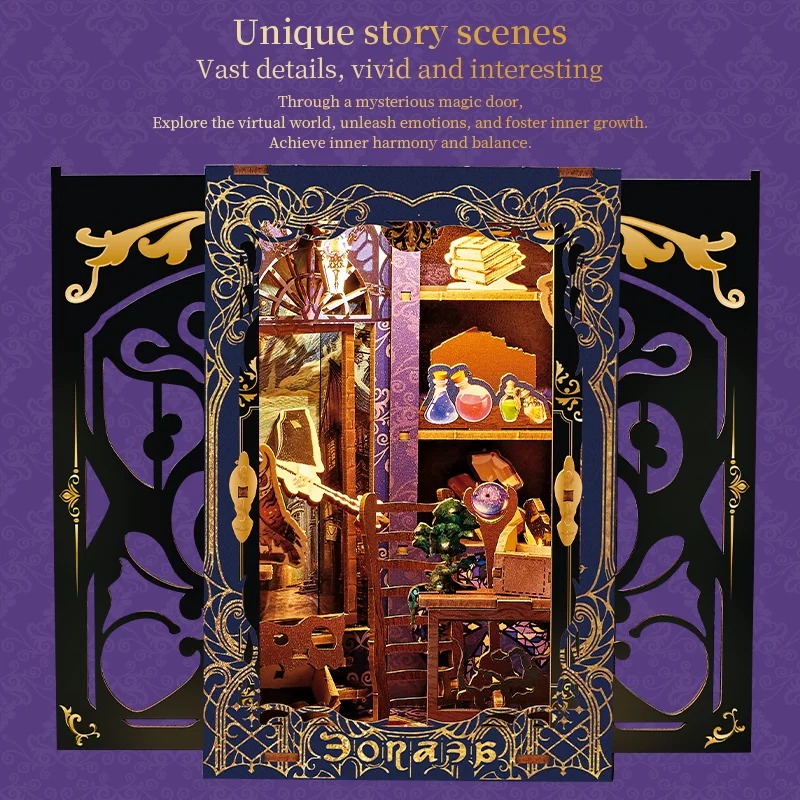 NEU Book Nook Modellbausatz Magic Travel Agency Kit 3D Holzpuzzle Dekoration Geschenk mit LED-Leuchten Weihnachten Geburtstagsgeschenke Spielzeug