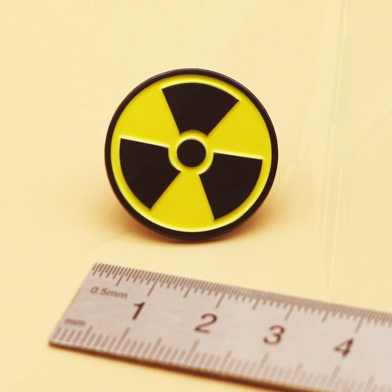 Badges Scientist Jewelry Gift for Friends Attention! Radiation Enamel  Brooch Custom Physics Pines Lapel