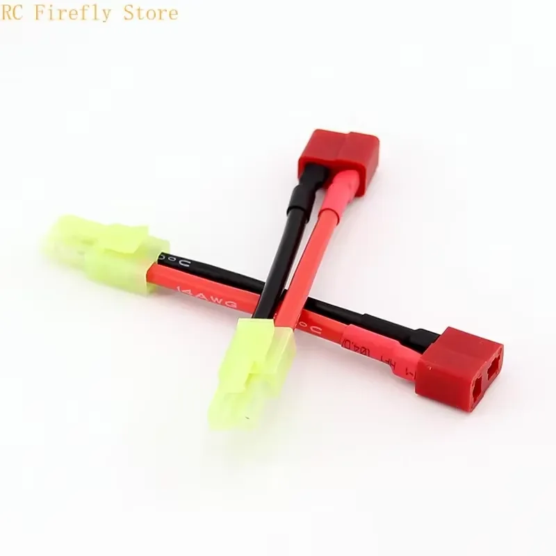 Mini Tamiya Connector to Deans T Plug Adapter Cable 14AWG 100mm Silicone Wire For RC Lipo Battery