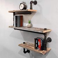 Sanbousi 3 Layers Floating Shelf Industrial Pipe Shelf Wall Shelf Solid Wood Shelf Pipe Shelf Metal Storage Shelves Vintage Shelv