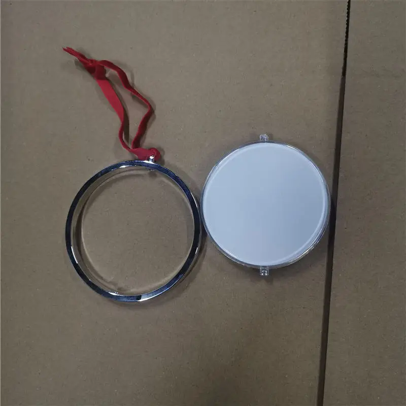 sublimation plastics christmas ornaments with 2pcs sublimation paper can rotate 10pcs/lot