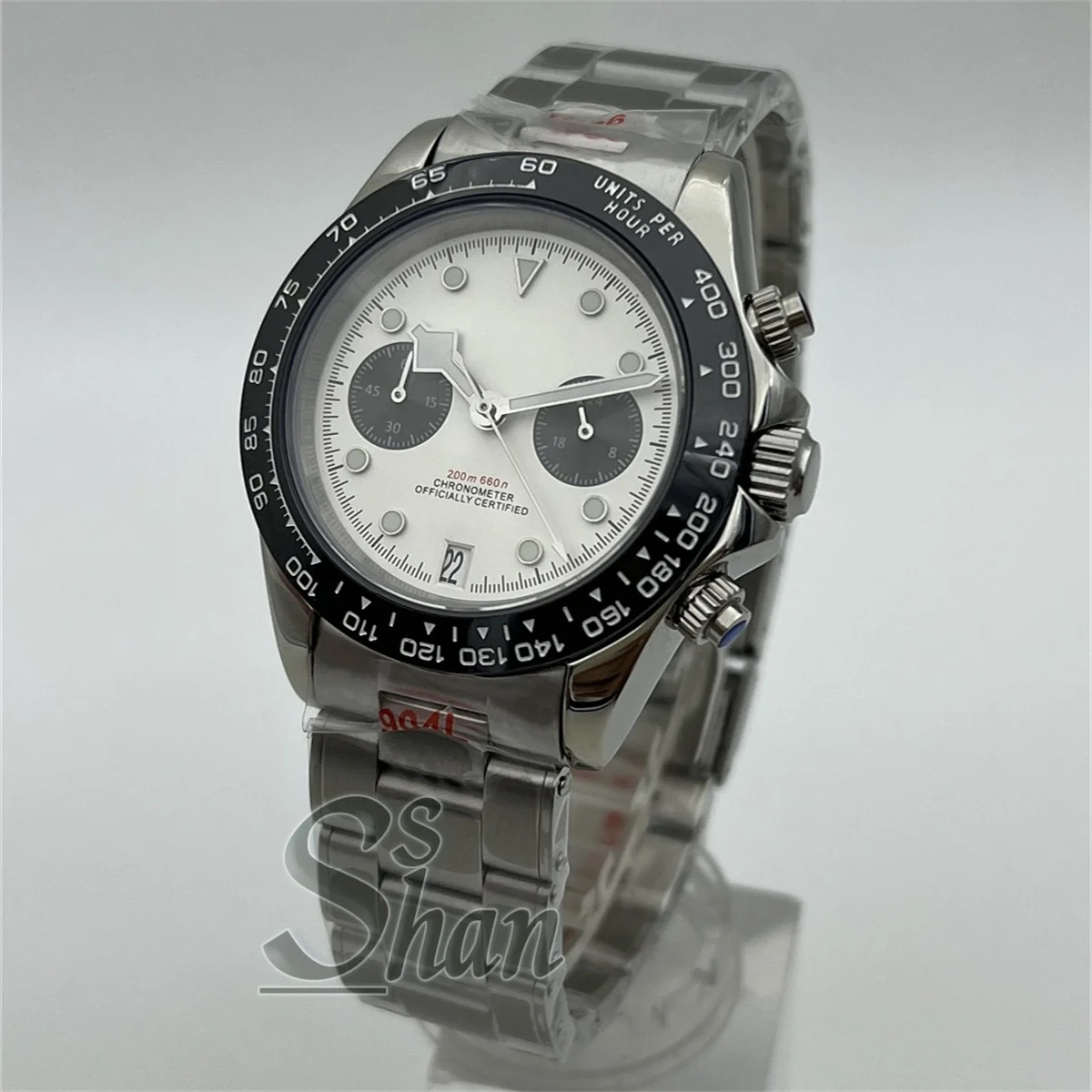 39 مللي متر VK64 كوارتز ساعة كرونوغراف رجالية زجاج الياقوت أسود وردي أبيض أزرق أصفر مينا 5 أيدي C3 الانارة تاريخ الساعة 6