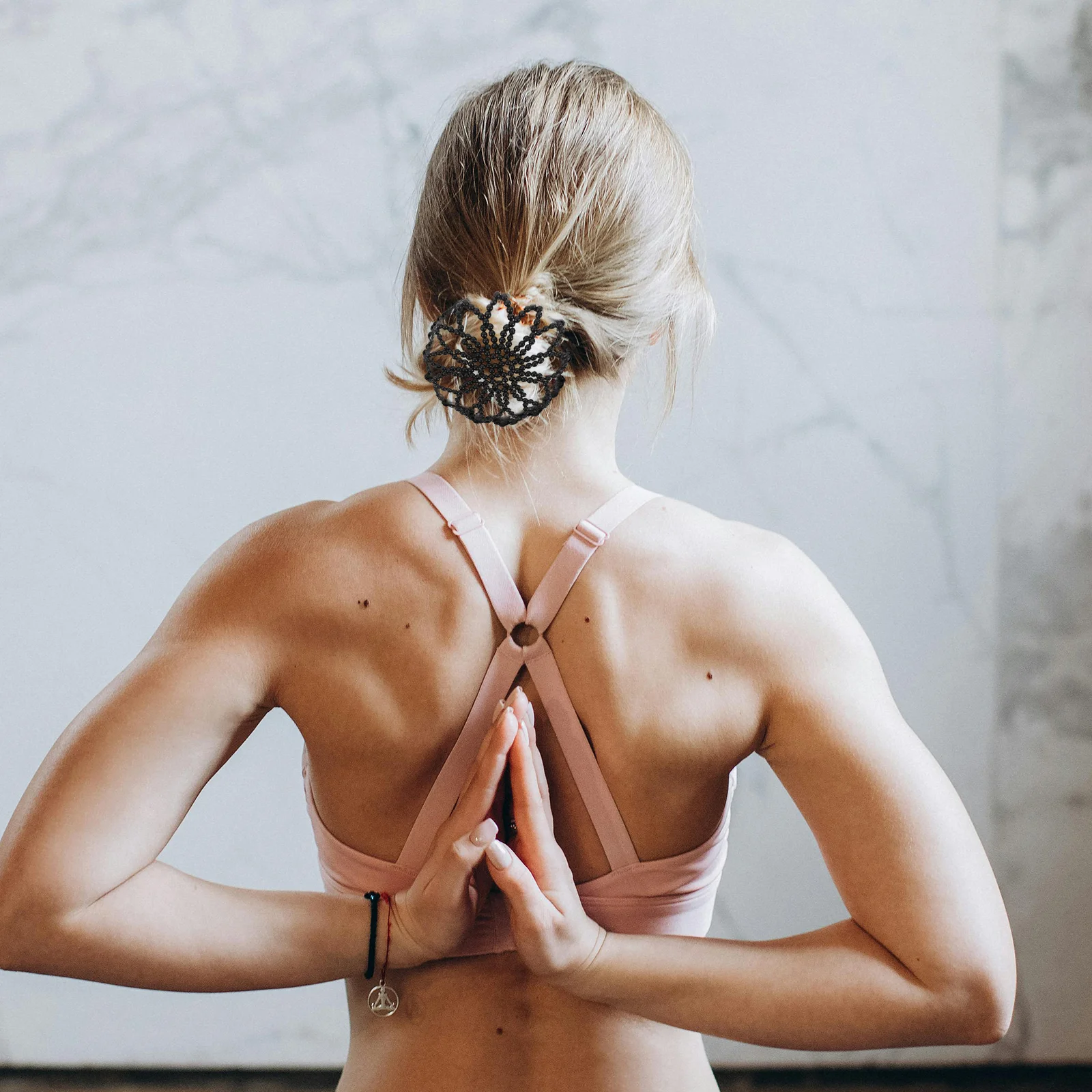 صانع كعكة الشعر الكروشيه المرن باللؤلؤ للرقص سنود، حامل كعكة الشعر القابل لإعادة الاستخدام، إكسسوارات الباليه النسائية #3