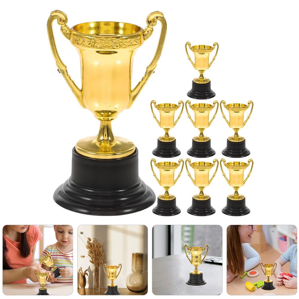 8 Pcs Mini Trophy Children\'s Reward Gift Toy Small with Base 16pcs/1 Set The Trophies Plastic Props Kids Toys