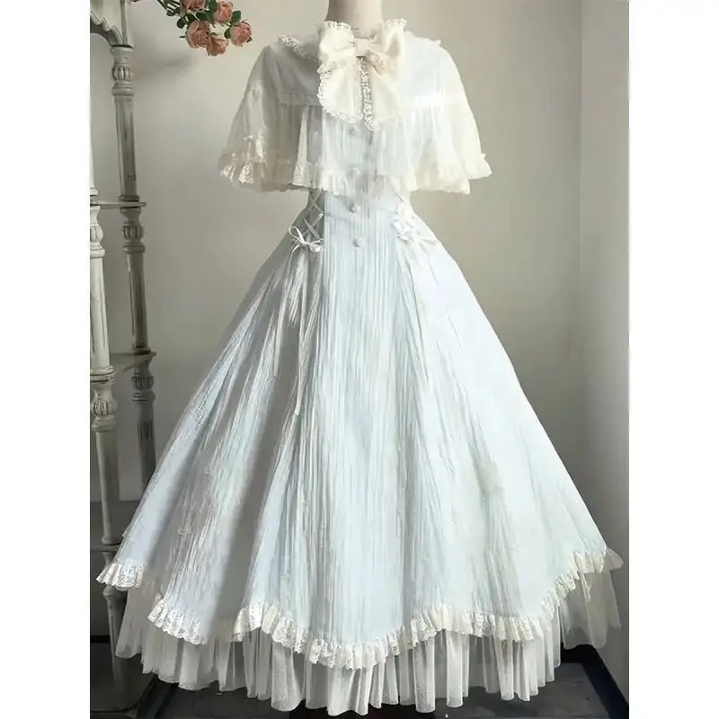 

MAGOGO элегантное французское милое платье Лолиты, женское кружевное лоскутное платье принцессы с бантом, новая тонкая одежда Хепберн, лето 2025