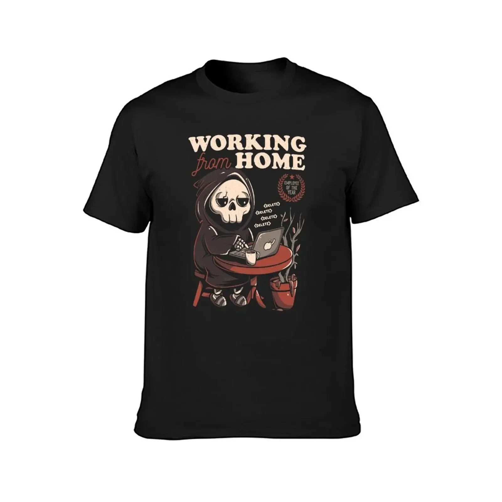 Working From Home - Creepy Skull Gift T-Shirt sports fans anime stuff summer top basketball graphic tees shirts men graphic