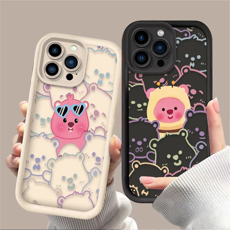 Cute Colorful L-Loopy Case For iPhone 16 15 14 13 12 11 Pro Max X XS X S Max XR SE 2020 7 8 Plus Shockproof Soft Silicone Cover