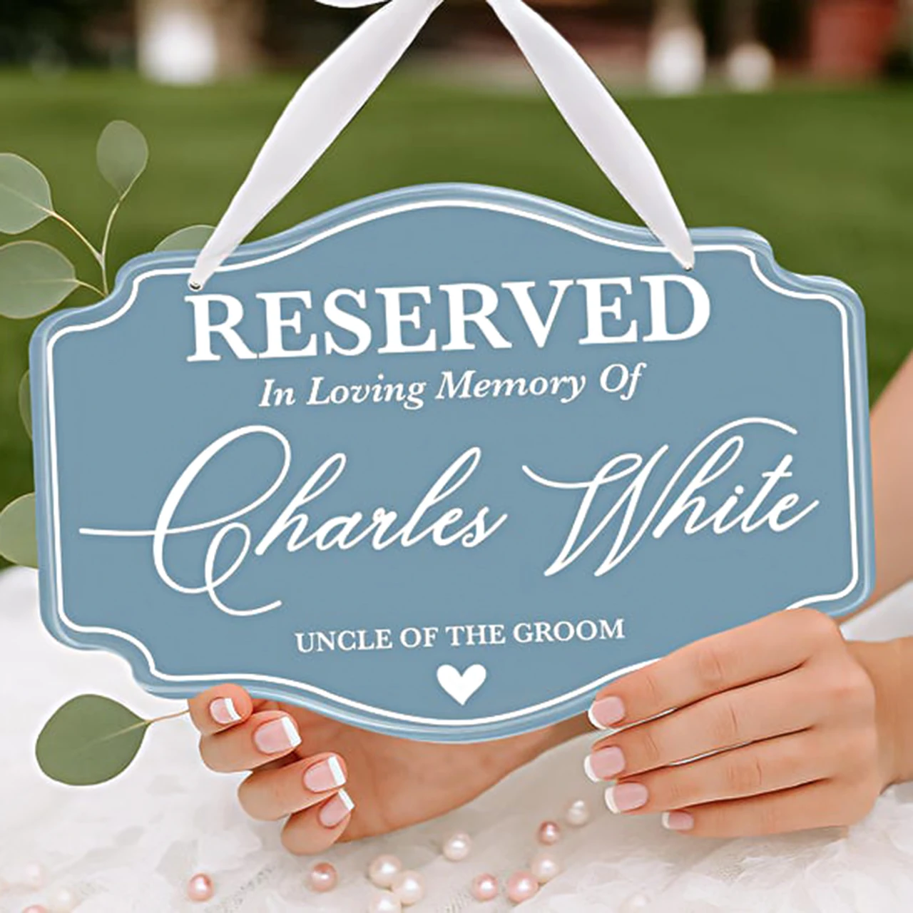 Custom Name & Role Wedding Memorial Chair Sign: Reserved Seat Plaque In Loving Memory of Loved One Personalized Wedding Plaque