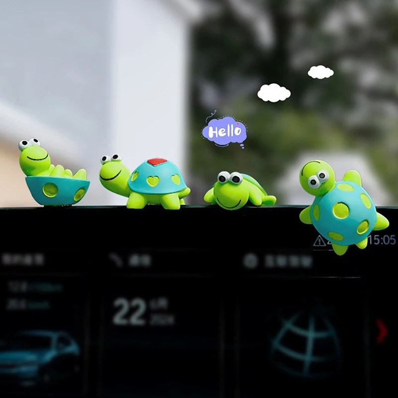 1/4Pcs Car Turtle Ornament Car Dashboard Rearview Mirror Cartoon Resin Animal Ornaments Mini Turtle DIY Decoration Accessories