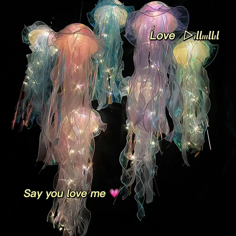Colorful Gradient Jellyfish Lamp Hanging Jellyfish LED Light Diy Party Home Room Ceiling Hanging Decoration Night Light 2027