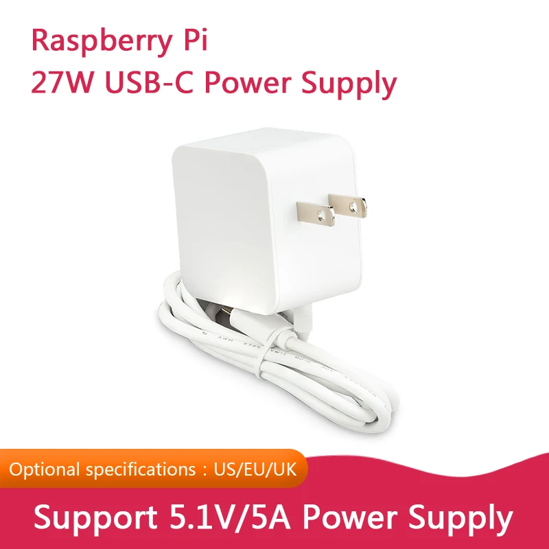 Official Original Raspberry Pi  Power Supply 27W USB-C 5.1V 5A EU US UK Charging Plug for Raspberry Pi 5