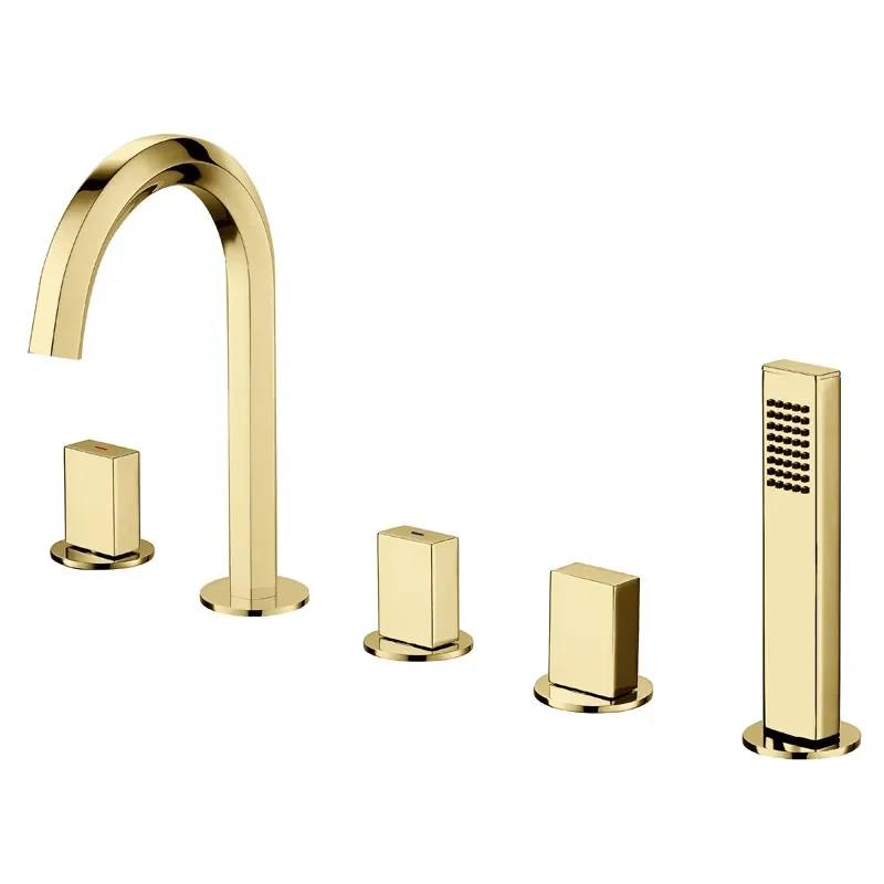 Mixer Tap Rose Gold Brass Gold Bathroom Bath Shower Faucet with Hand shower Head Bathtub Faucet Widespread Tub Sink