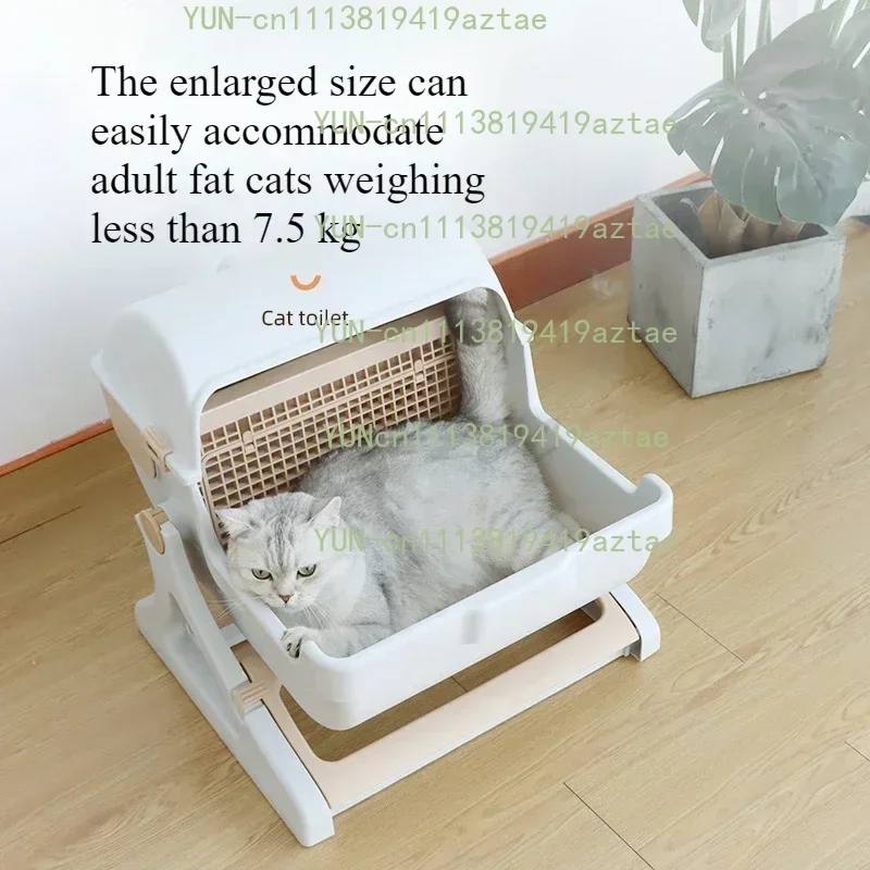 Cat Toilet Extra Large Semi-automatic Pet Toilet Semi Enclosed Cat Litter Box Environmentally Friendly Material