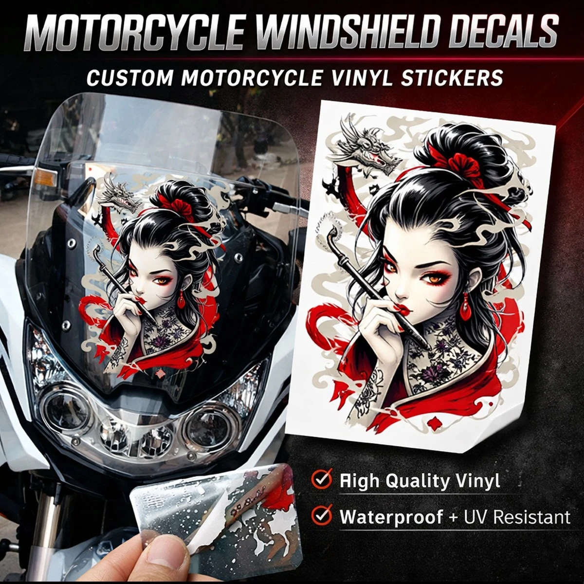 

Наклейка на мотоцикл в старинном стиле | Винтажная наклейка на передний обтекатель и кузов для девочек | Водонепроницаемый, декоративный, универсальный.