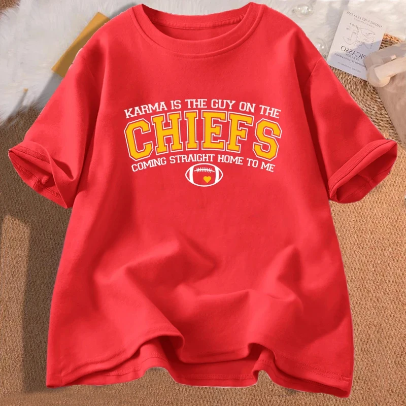 Karma Is The Guy on The Chiefs Coming Straight Home To Me T Shirt Women Men American Football T-Shirt Short Sleeve Cotton Tshirt