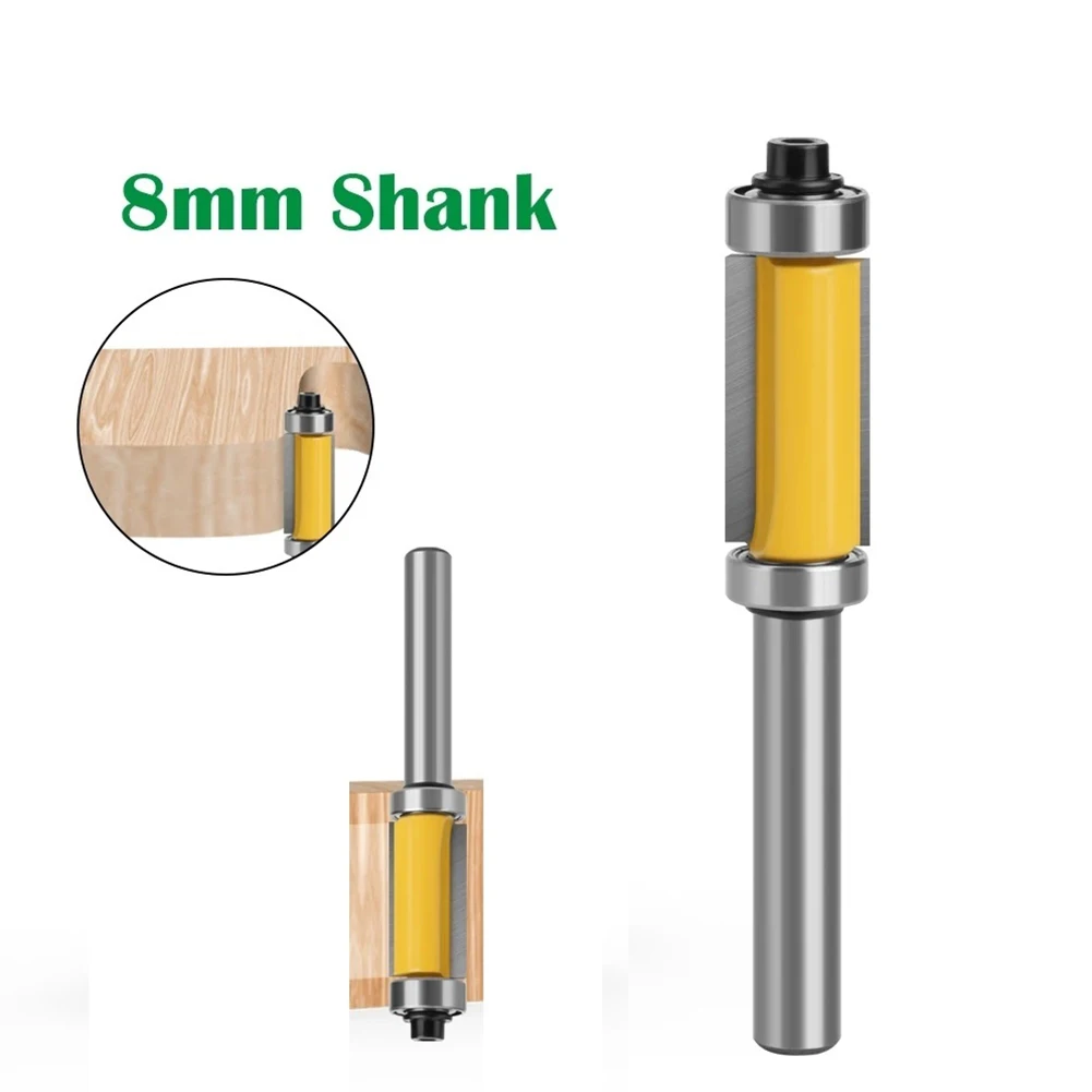 1pcs 8mm Shank Double Bearing Straight Trim Router Bit Milling Cutter Carbide Flush For Woodworking Tools Accessories