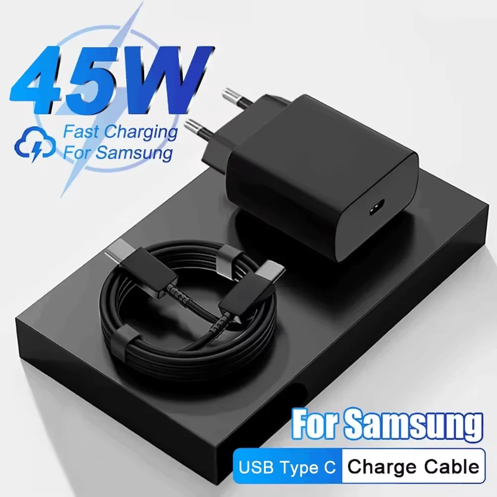 45W PD Charger Super Fast Charging USB C Phone Adapter For Samsung Galaxy S24 S23 S22 Ultra Note Type C Quick Charger Cable Suit