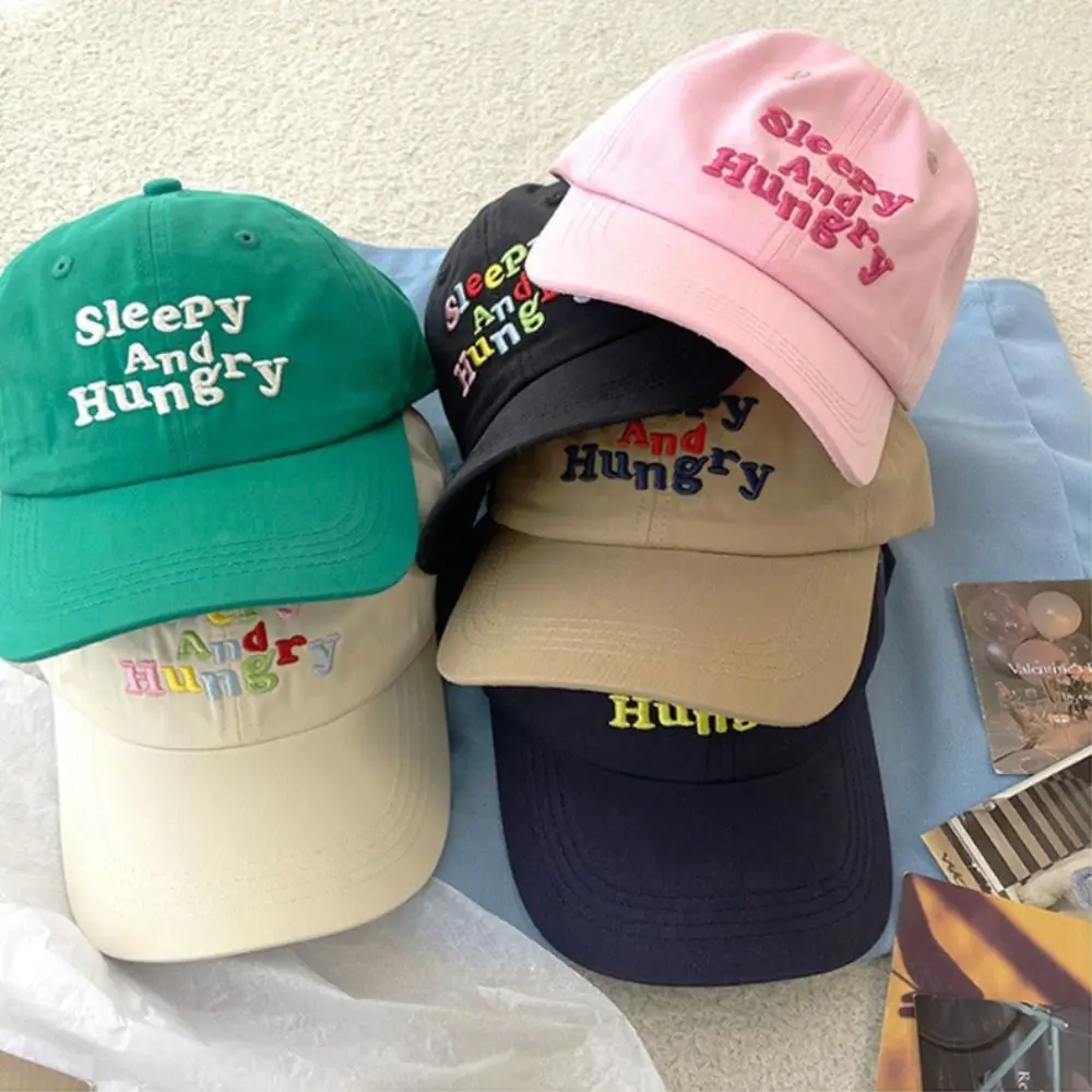 Hip Hop Sleepy and Hungry Embroidery Baseball Cap Brightly Colored Adjustable Fishing Cap Streetwear Hats Outdoor