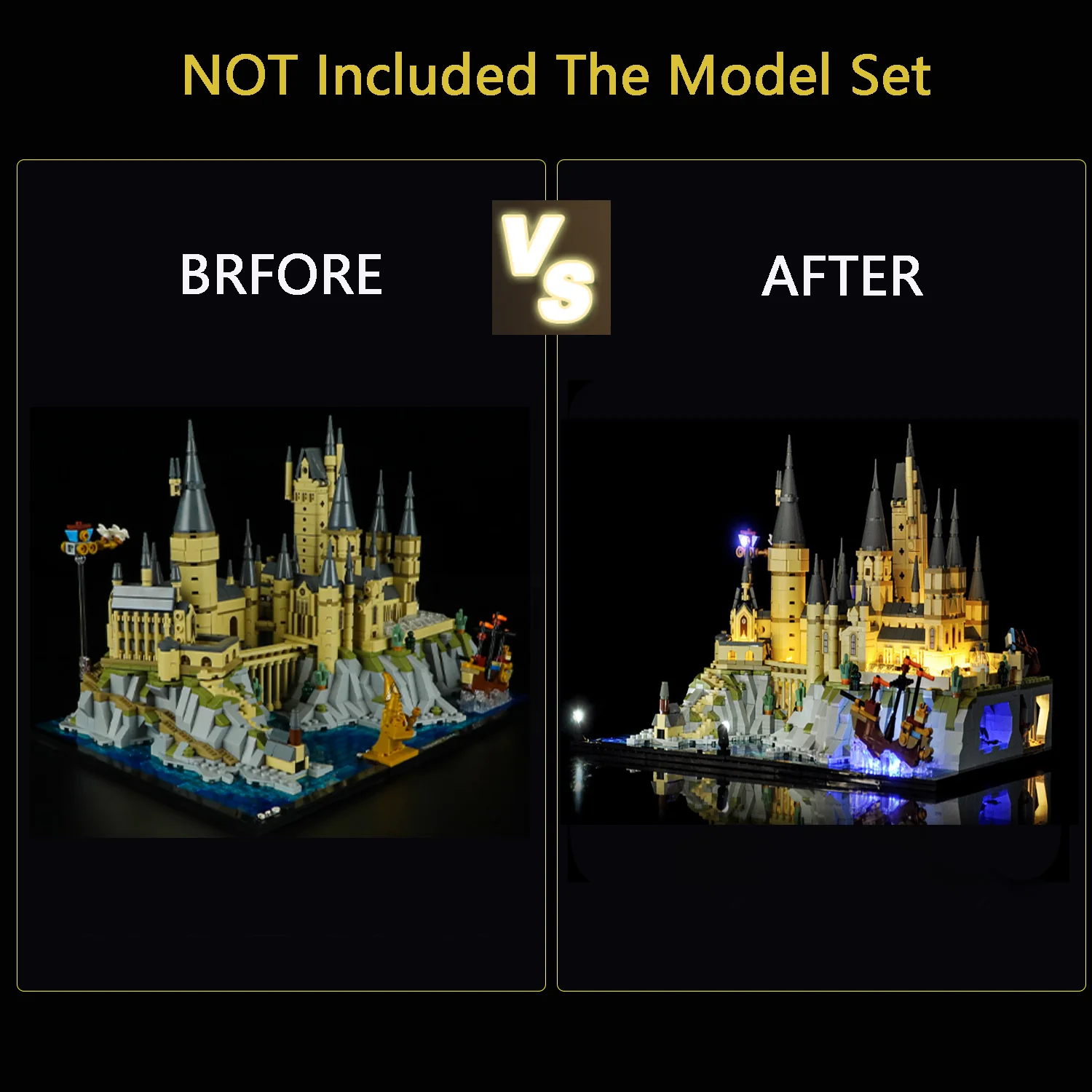 LED Lighting Kit, compatible with 76419 Hogwarts Castle and Grounds Building block models, (only including lighting accessories)