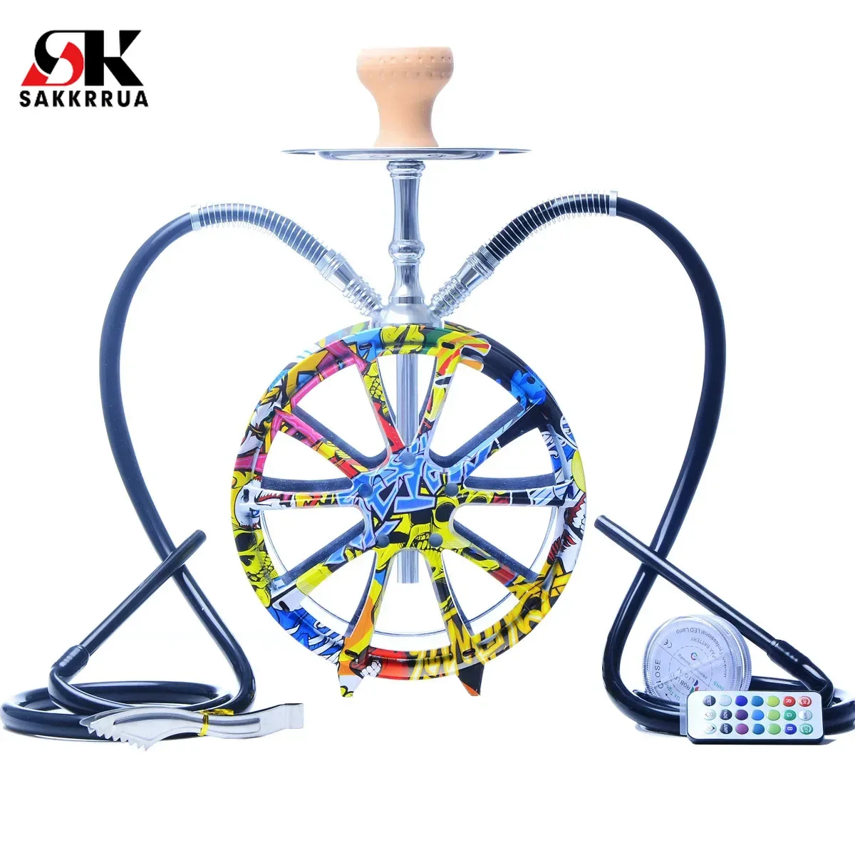 

Арабский кальян sakkrstreet, акриловый кальян с колесами, кальян с двойной трубкой, аксессуары для кальяна, 1 комплект